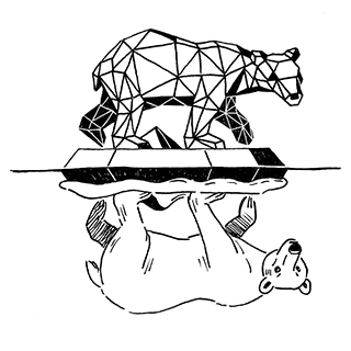Illustration eines Eisbären auf einer Eisscholle