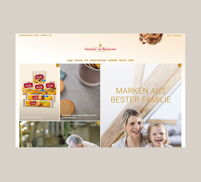 Eine Seite zum Genießen:  die neue Website von Griesson - de Beukelaer