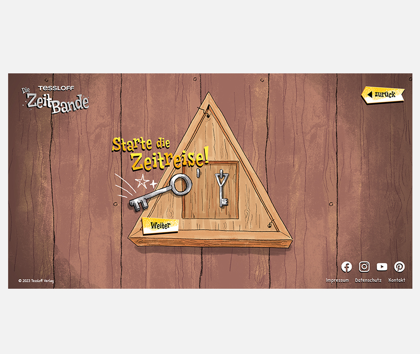 Interaktive Erlebniswebsite für eine zeitreisende Bande